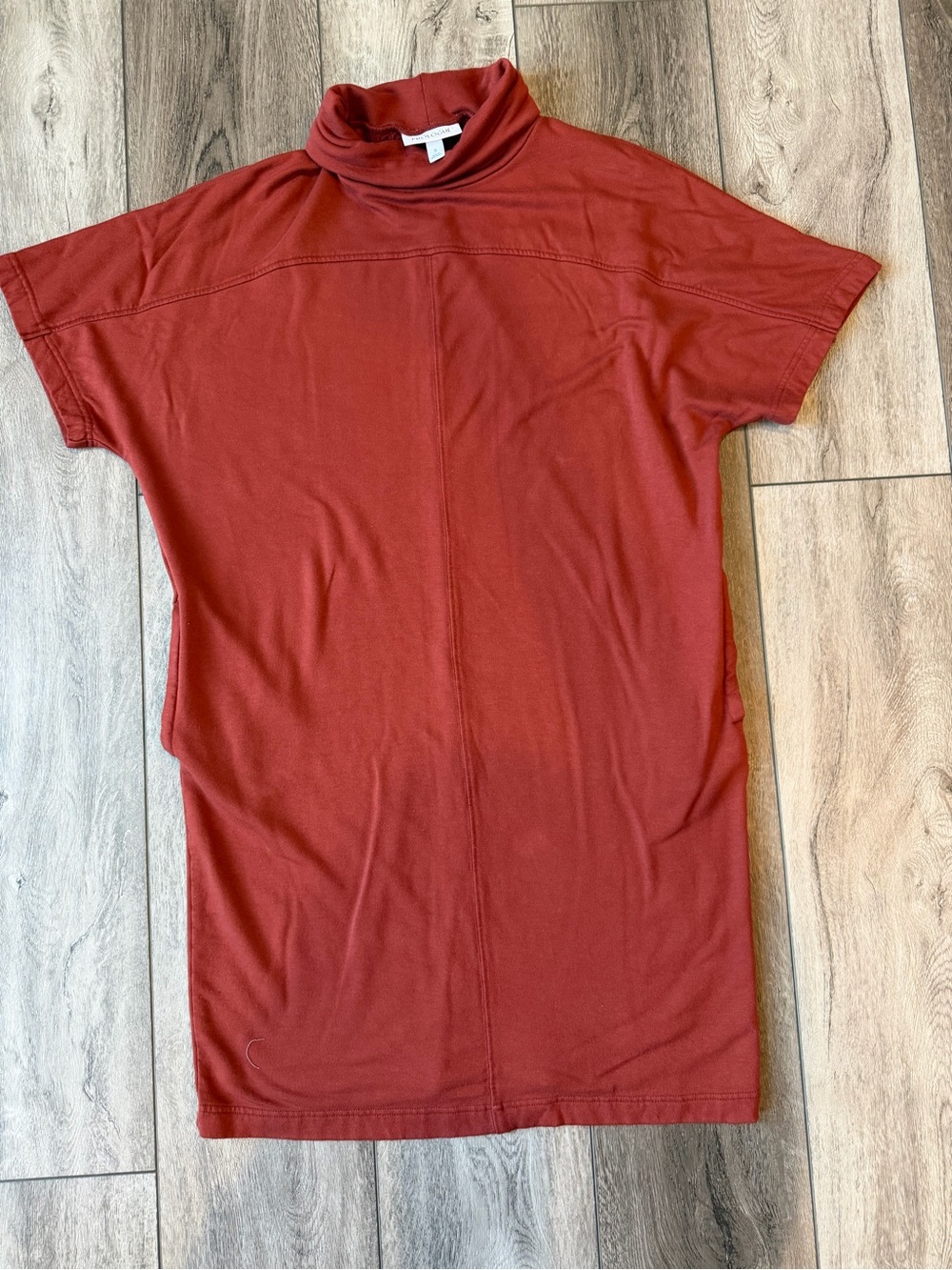 Prologue Short-Sleeve Turtleneck Tunic Dress in Rust Red- Fall Ready!